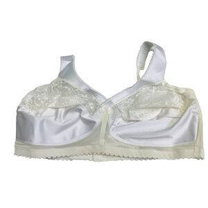 Glamorise Magic  Lift Full Figure Support White Bra 46D Lacy Wireless Unpadded